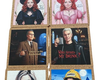 Buffy the Vampire Slayer Cork Drink Coaster Set of 4 Willow Xander Giles Spike