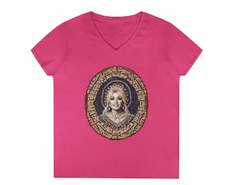 Camiseta de cuello en V para mujer de Saint Dolly Parton