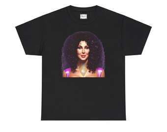 Camiseta unisex de algodón con retrato de Cher