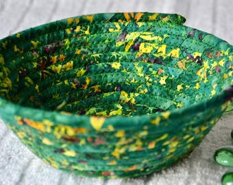 Green Key Basket Coiled Bowl Wallet Holder Country Catchall Bowl Jewelry Catcher Handmade Ring Dish Tray Woven Fiber Bowl