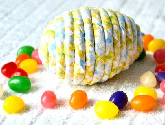 Handmade Easter Egg Ornament: Shabby Chic Spring Yellow Decor, Basket Stuffer!