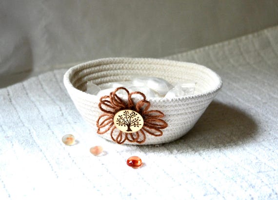 Farmhouse Candy Bowl, Minimalist Ring Dish, Potpourri Holder, Handmade Woven Rope Basket, Clothesline Bowl, Country Key Tray,  Gift basket