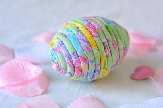 Easter Egg Toy, 1 Handmade Mint Green Easter Egg Decoration, Easter Egg Hunt Toy,  Lime Cream Egg Ornament, Hand Coiled Fabric Easter Egg