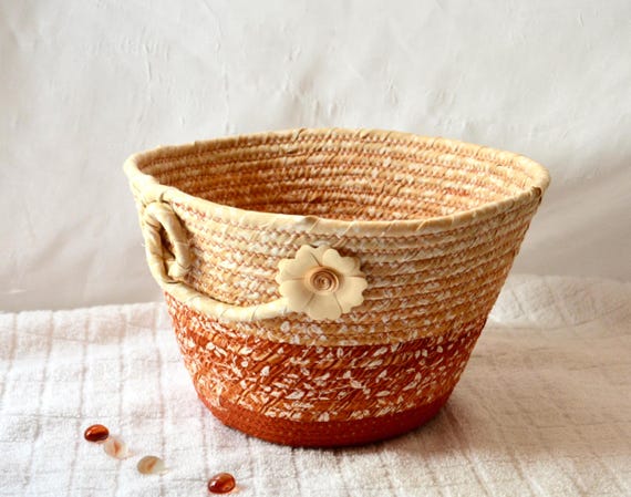 Decorative Fall Bowl, Autumn Cottage Napkin Basket, Country Fruit Bowl, Handmade Bread Basket, Fall Gift Basket, Gift for her women