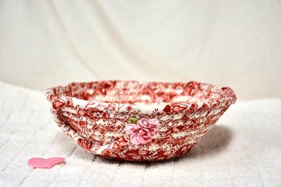 Shabby Chic Candy Basket, 1 Handmade Mauve Pink Rose Bowl, Small Ring Dish, Candy Dish