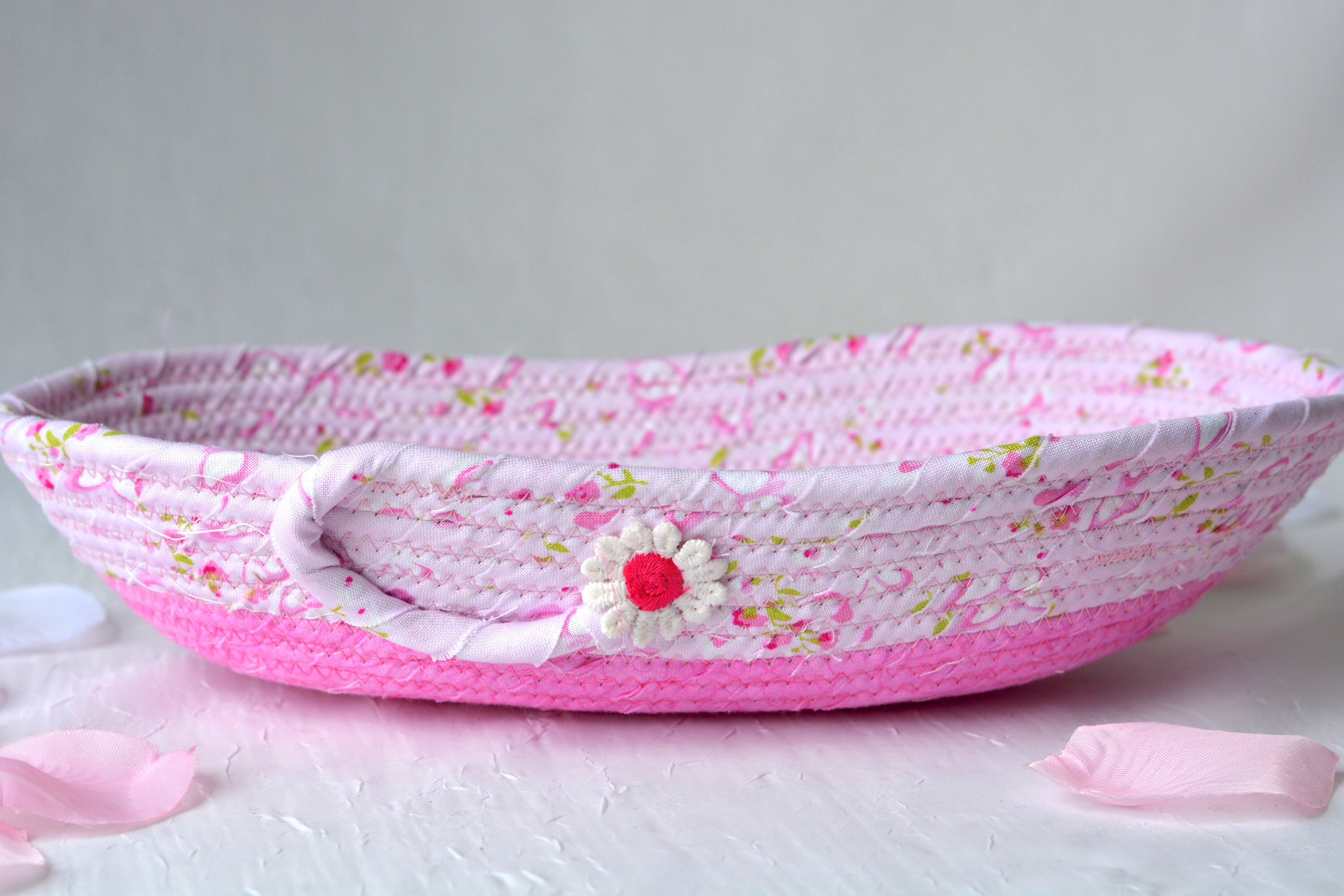 Pink Easter Basket Handmade Decorative Basket Candy Bowl