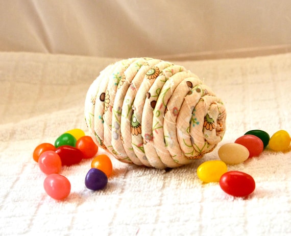 Shabby Chic Easter Egg, 1 Country Floral Easter Decoration, Hand Coiled Fabric Easter Egg