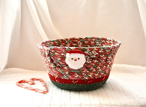 Handmade Christmas Santa Fabric Basket: Holiday Decor