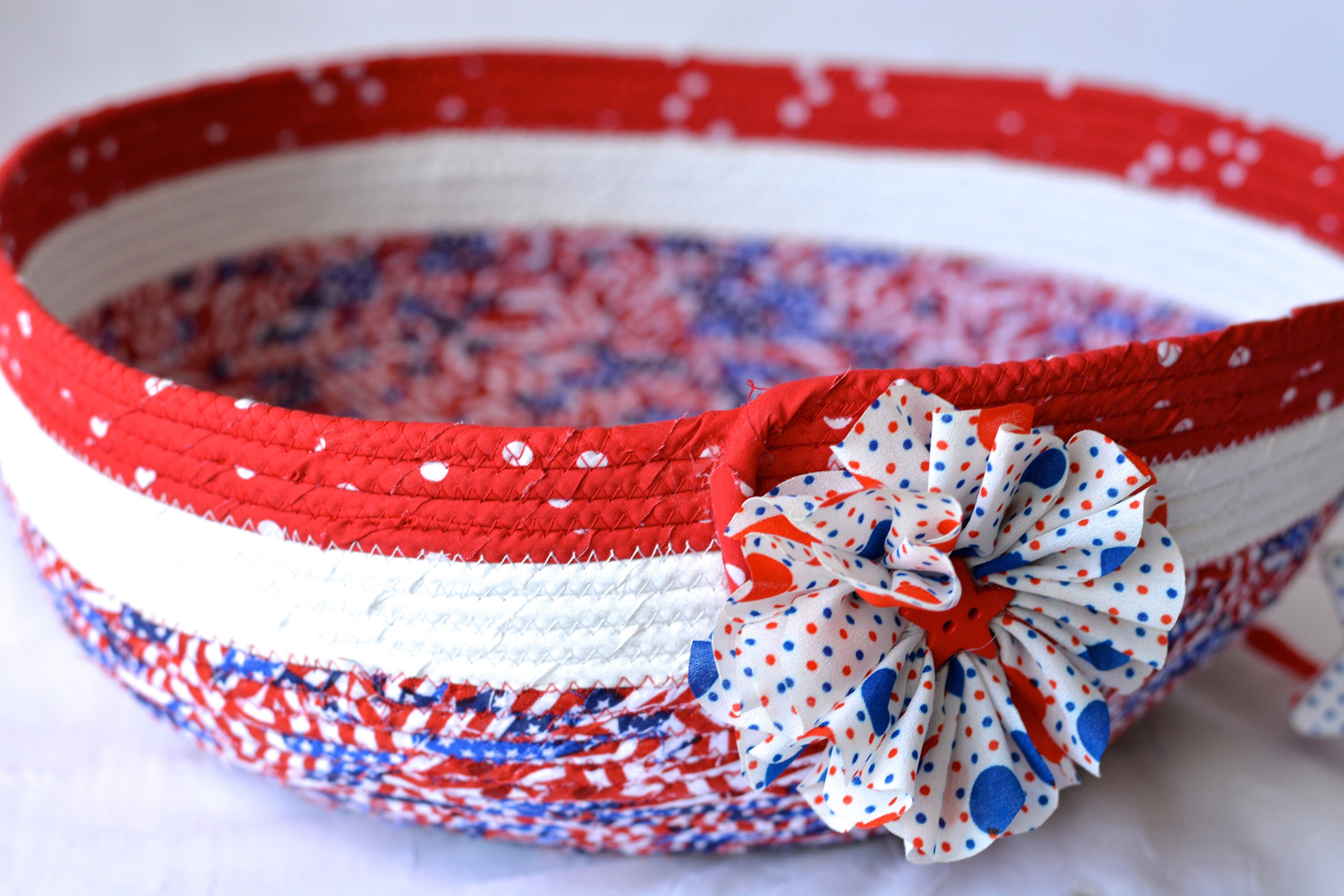 Patriotic Gift Basket, Handmade Red White and Blue Party Bowl, The 4th