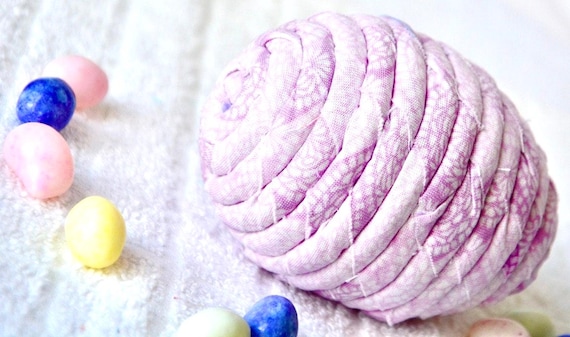 Pastel Easter Egg Ornament, 1 Handmade Easter Egg Hunt Toy, Unique Hand Coiled Fabric Egg