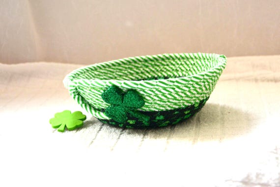 St. Patrick's Day Gift, Handmade Key Basket, Irish Shamrock Candy Dish, Change Holder