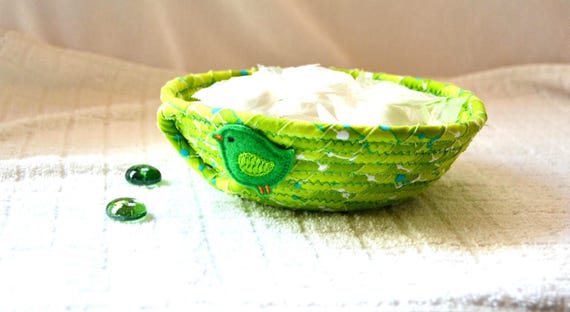 Valentine's Day Candy Bowl, St. Patrick's Day Gift, Handmade Green Fabric Basket