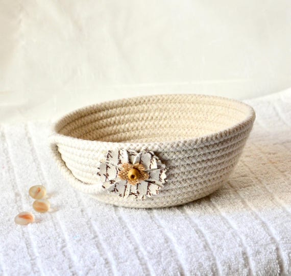 Country Rope Dish, Minimalist Desk Bowl, Handcrafted Key Holder, Farmhouse Clothesline Bowl, Dresser Ring Tray, Outdoor Patio Rope Bowl