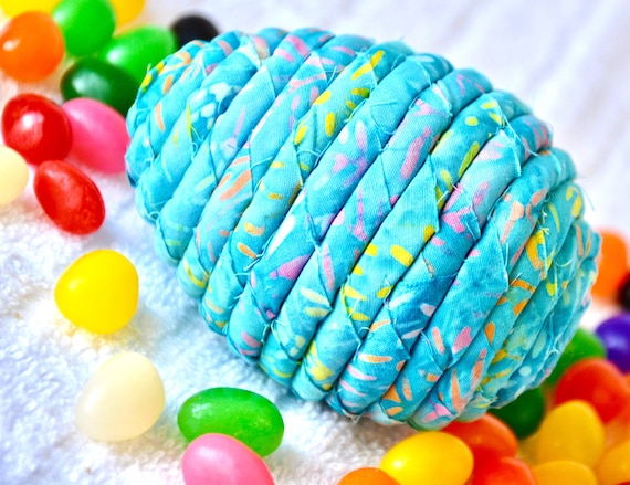 Handmade Batik Fabric Easter Egg: Shabby Chic Blue Easter Egg Ornament