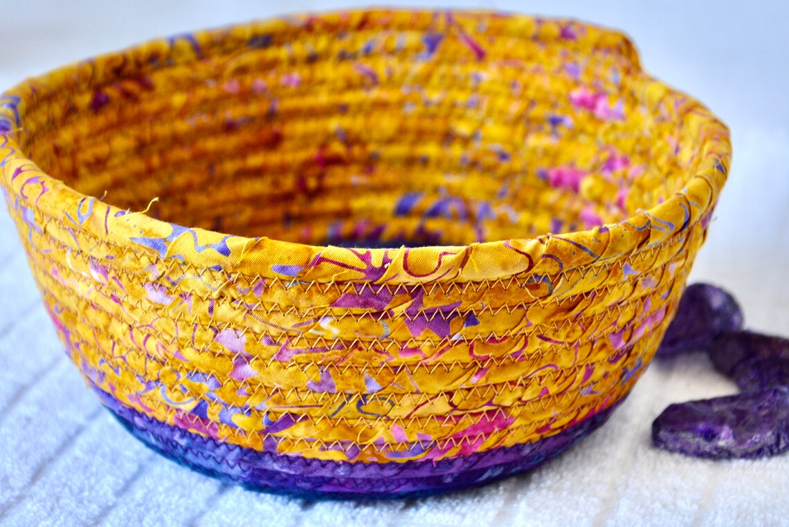 Batik Fabric Basket Country Bread Basket Fall Fruit Bowl Etsy