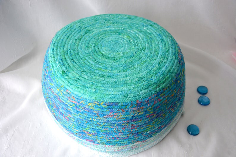 Aqua Blue Decor Basket Handmade Coiled Rope Basket with Etsy