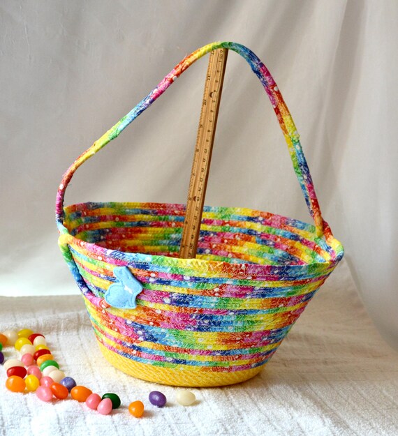 Boy Easter Basket, Handmade Rainbow Candy Bucket, Spring Easter Egg Hunt Tote Bag, Baby First Easter Bucket, Gift Basket, Free Name tag