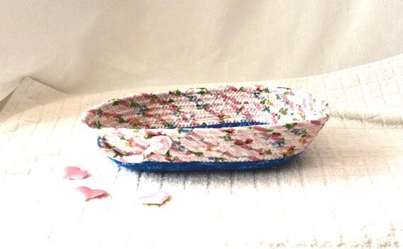 Shabby Chic Candy Dish, Handmade Dresser Ring Tray, Eyeglass Holder, Key Bowl, Vanity or Desk Organizer