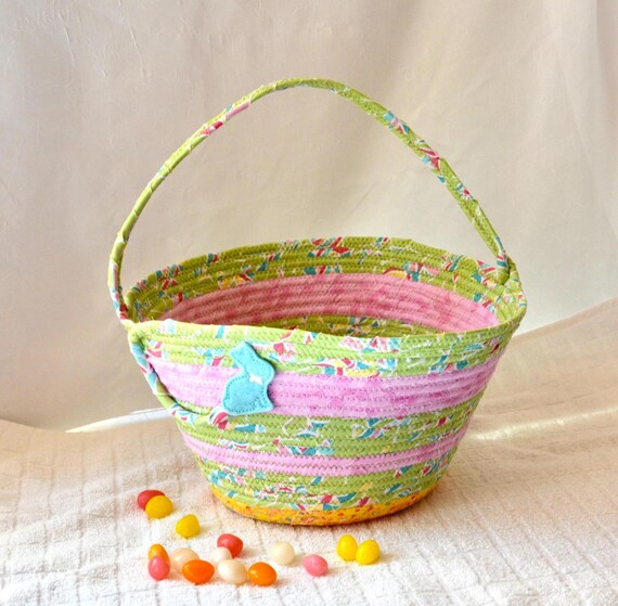 Lime Cream Easter Basket, Easter Candy Bucket, Handmade Easter Egg Hunt Tote Bag, Cute Candy Easter Basket, Free Name Tag, Girl Tote Bag
