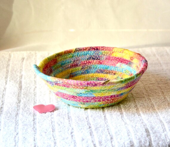 Handmade Easter Candy Dish, 1 Pretty Pink Pastel Spring Decoration, 1 Artisan Batik Fabric Bowl