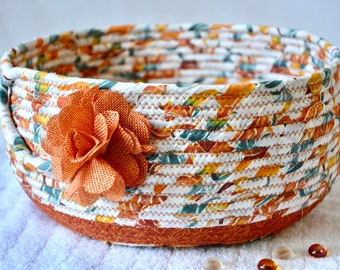 Medium Fruit Bowl, Festive Kitchen Basket, Handmade Fabric Rope Basket, Teal Napkin Holder, Terracotta Bread Bowl, Lovely Gift Basket