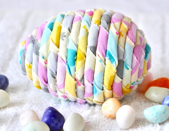 Easter Egg Hunt Toy Egg, 1 Handmade Fabric Easter Egg, Hand Coiled Easter Egg