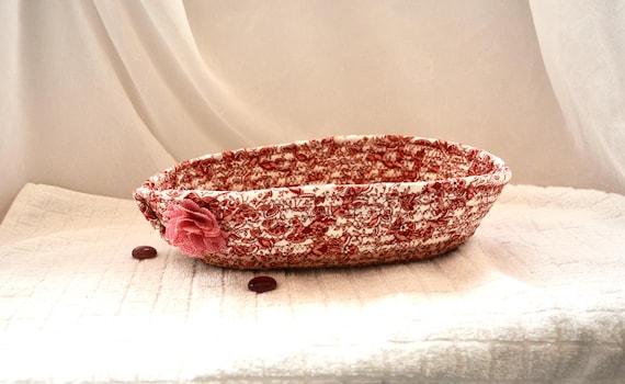 Handmade Floral Fabric Basket: Shabby Chic Eyeglasses, Key or Pen Bowl