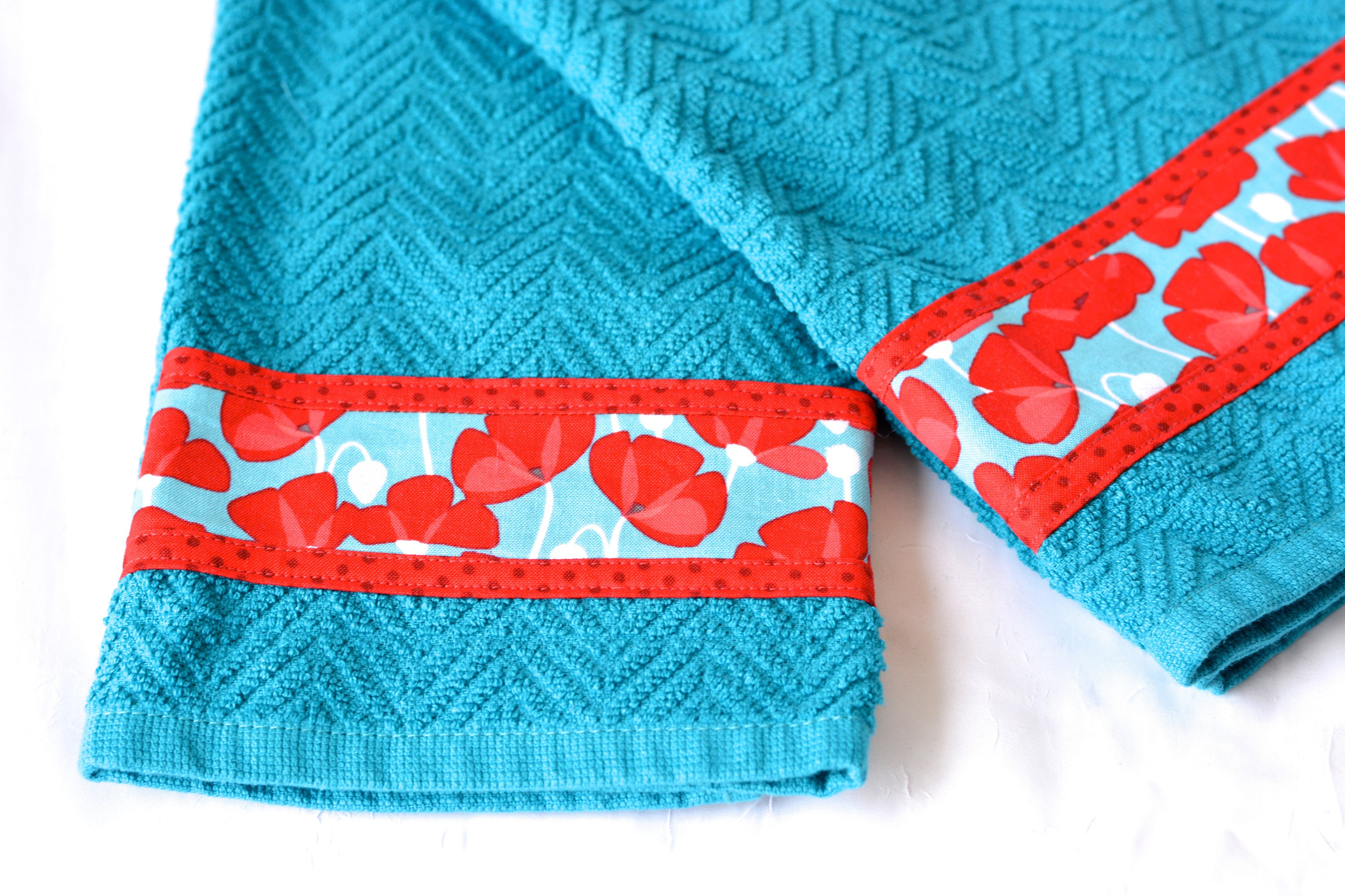 Aquamarine Home Decor, 2 Hand Decorated Kitchen Towels, Set of Two