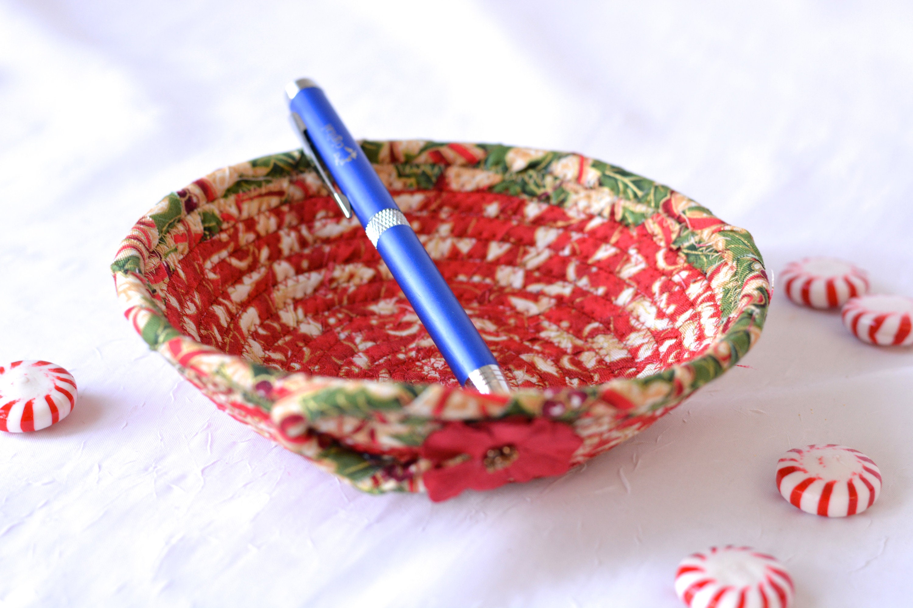 Red Holiday Decor, Candy Dish, Handmade Christmas Decoration, Cute