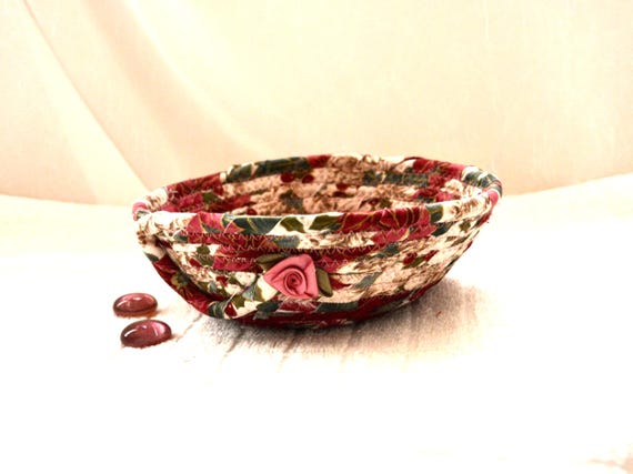 Christmas Candy Bowl: Handmade Holiday Fabric Basket, Small Trinket Tray