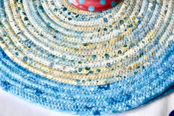 Blue Batik Place Mat, 1 Handmade Country Table Runner, 1 Quilted Batik Hot Pad, Farmhouse  Batik Fabric Trivet, Artisan Table Topper