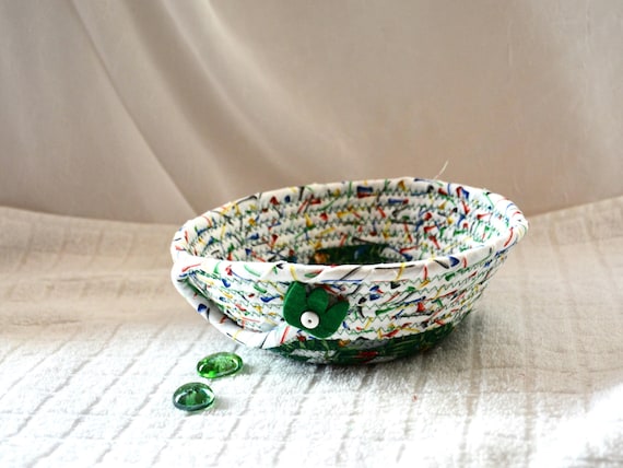 Handmade Fabric Key Bowl: Green Golf Tee Candy Dish, Man Cave Decor