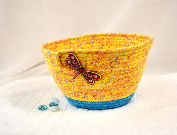 Summer Fabric Basket, Sunflower Fruit Bowl, Beach Cottage Basket, Handmade Napkin Holder, Vibrant Gift Basket, Colorful Bath Tissue Holder