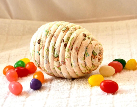 Shabby Chic Easter Egg, 1 Country Floral Easter Decoration, Hand Coiled Fabric Easter Egg