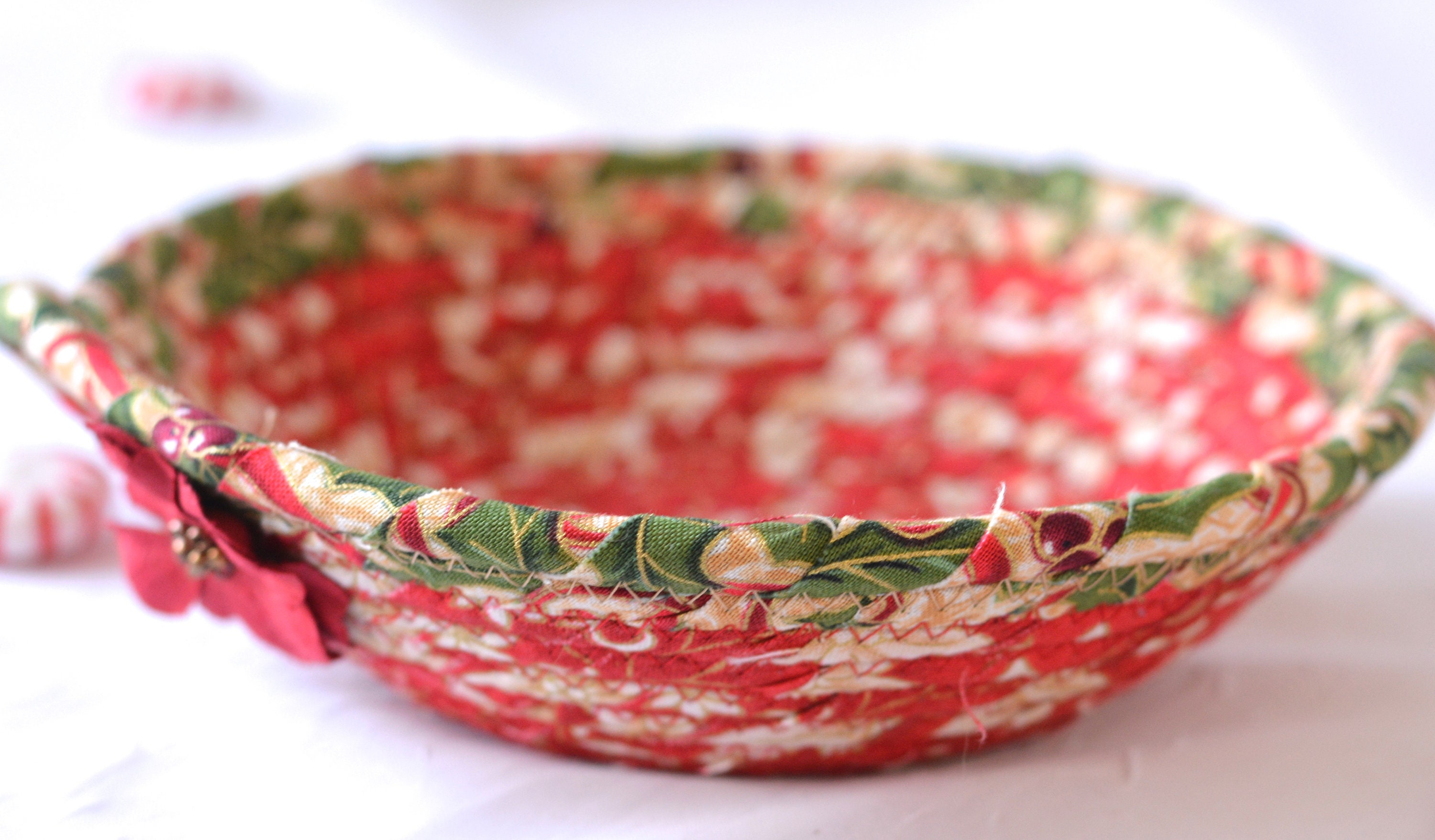 Red Holiday Decor, Candy Dish, Handmade Christmas Decoration, Cute