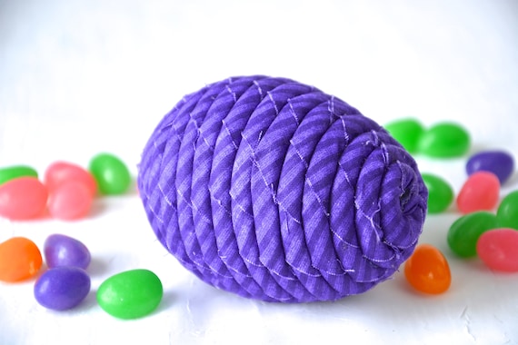 Handmade Grape Easter Egg Ornament, 1 Purple Coiled Fabric Easter Egg