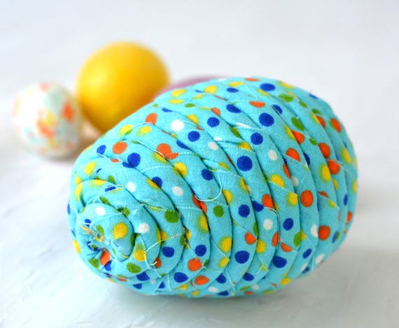Decorative Easter Egg , 1 Handmade Blue Easter Egg Hunt Toy, 1 Hand Coiled Fabric Easter Egg