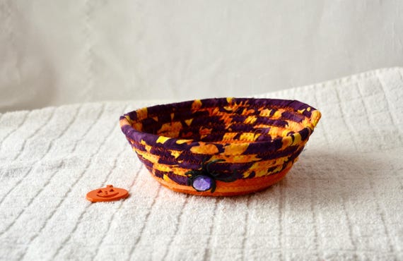 Halloween Candy Bowl, Spider Key Holder, Desk Clip Basket, Ring Dish, Entry Change Holder, Purple Batik Fabric Rope Basket, Gift Basket too!
