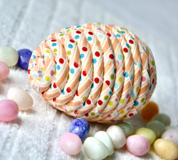 Whimsical Easter Egg Hunt Toy, Handmade Coiled Fabric Rope Egg