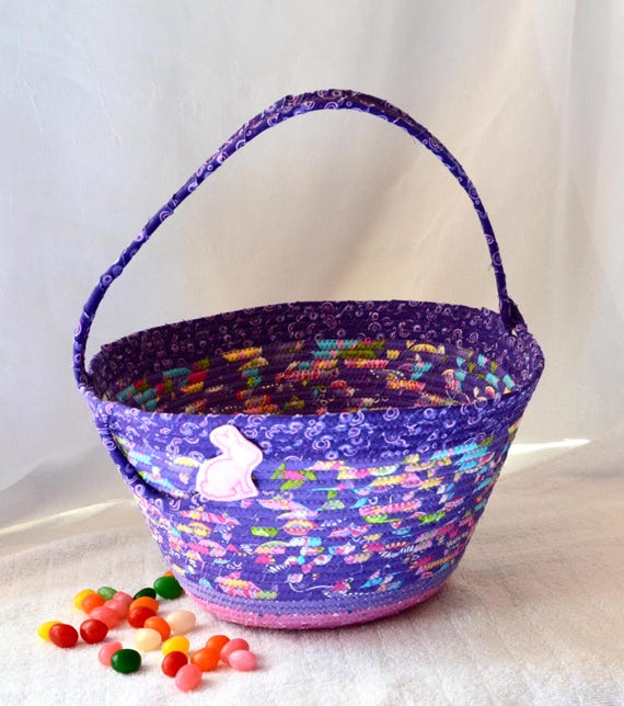 Purple Easter Basket, Handmade Easter Candy Bucket, Spring Easter Tote Bag, Jelly Bean Holder, Unique Easter Egg Hunt Tote Bag, Girl Basket