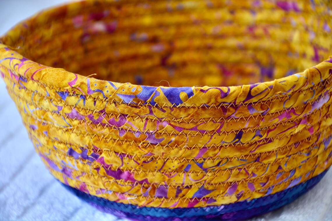 Batik Fabric Basket Country Bread Basket Fall Fruit Bowl Etsy