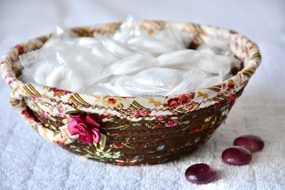 Small Maroon Basket, Handmade Ring Dish, Candy Bowl, Key Bowl, Cute Desk Clip Holder, Small Fabric Gift Basket for her Mother