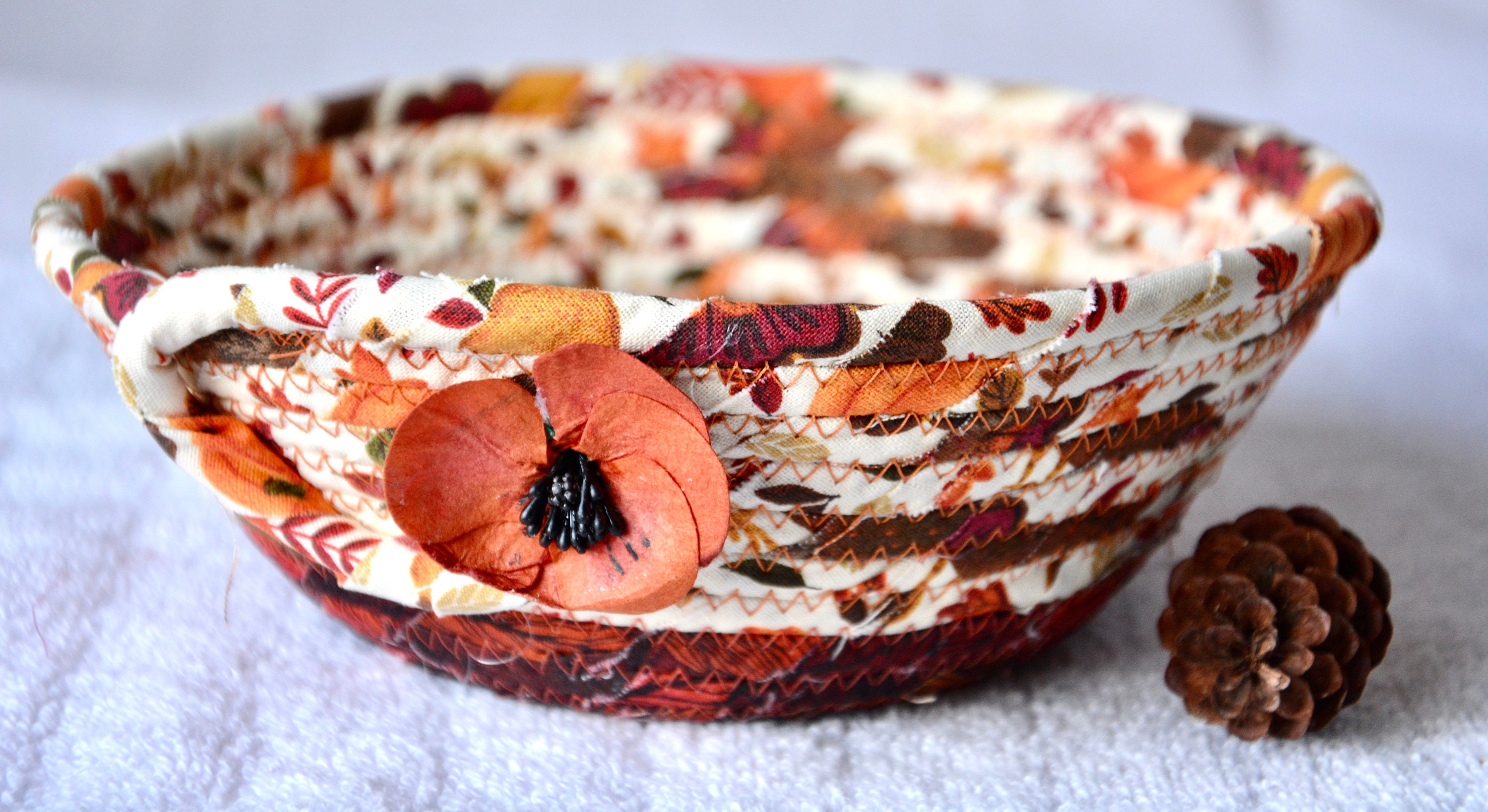 Fall Candy Bowl, Cute Key Basket, Lovely Office Clip Holder, Change Coin  Bowl, Quilted Fabric Rope Basket, Unique Gift Basket