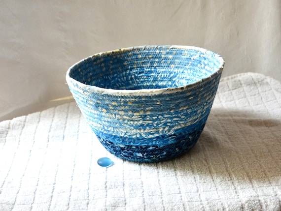 Indigo Batik Art Basket, Handmade Country Fruit Bowl, Gorgeous Batik Fiber Basket, Boho Chic Key Bowl, Mail Basket, Remote Control Holder