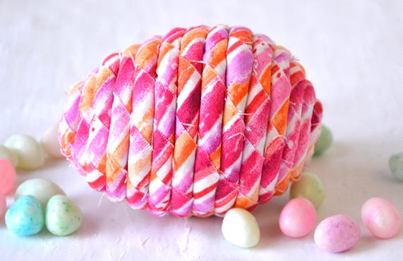Percussion Easter Egg Ornament, 1 Handmade Coiled Fabric Easter Egg, Easter Egg Hunt Toy