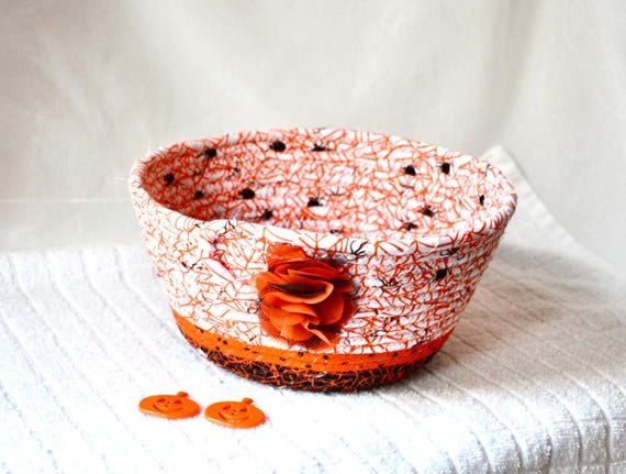 Halloween Candy Bowl, Decorative Fall Basket, Handmade Spider Web Bowl, Handcrafted Napkin Basket, Mail Bin, Key Holder, Fruit Bowl