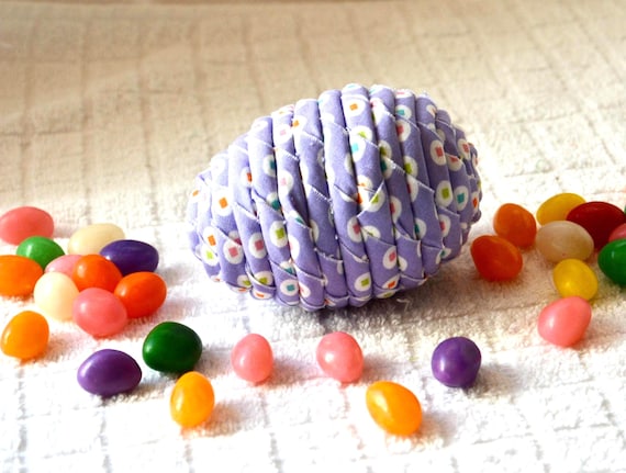 Handmade Lavender Easter Egg Ornament, 1 Lilac Dot Fabric Easter Egg, Easter Egg Hunt Toy