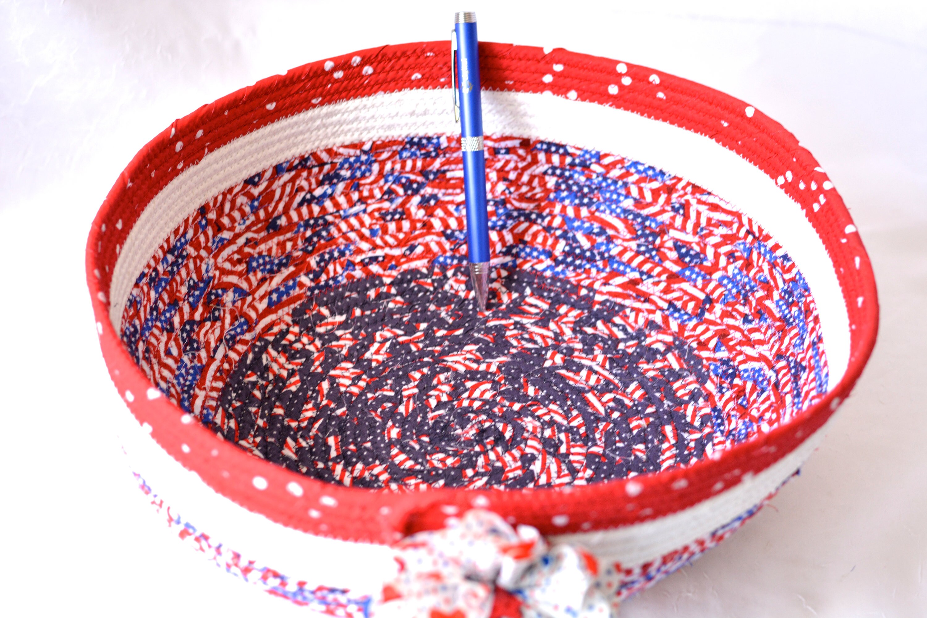 Patriotic Gift Basket, Handmade Red White and Blue Party Bowl, The 4th
