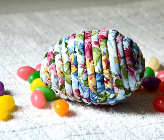 Handmade Blue Floral Easter Egg: Shabby Chic Fabric Ornament