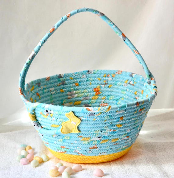 Boy Easter Basket, Handmade Blue Easter Bucket, Easter Egg Hunt Tote, Baby First Easter Basket, Easter Decoration, Spring Decor, Name Tag